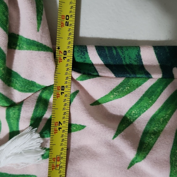 Southern Spirit Tropical Leaf Print Hoodie size XL Pink Green - Picture 6 of 7